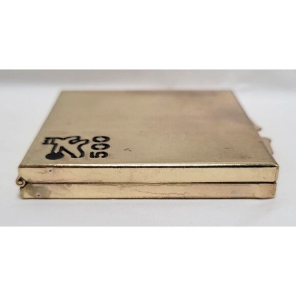 Vintage 1970s Brunswick Bowling 500 Series Gold Tone Metal Compact Mirror-Lot A - Picture 4 of 8